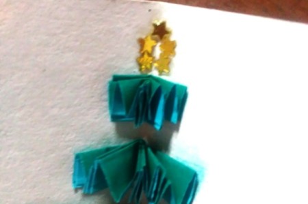 Christmas Tree Pop-up Card - decorate the top with stars