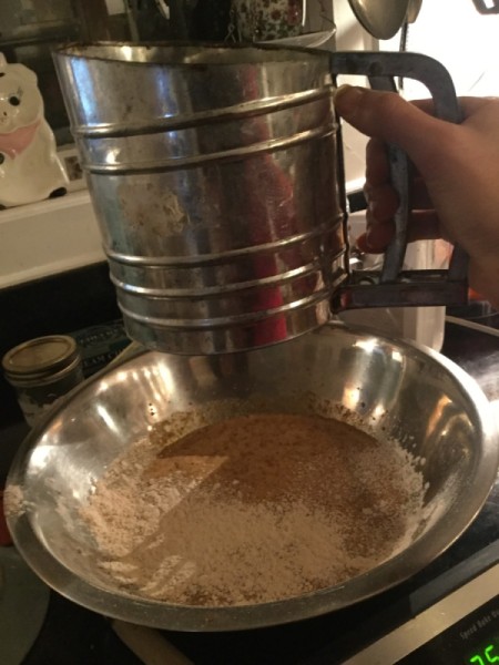 sifting dry ingredients