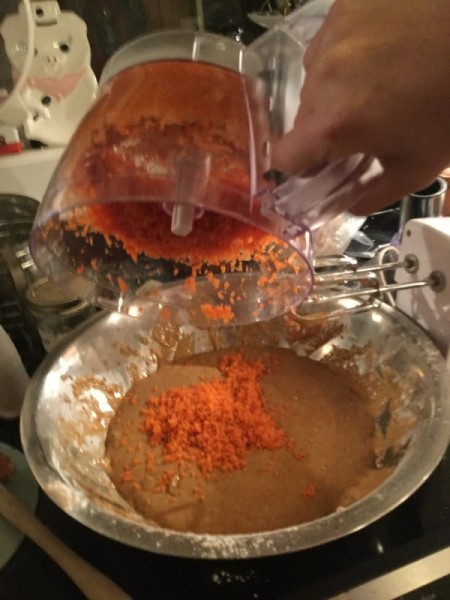 adding carrot to batter