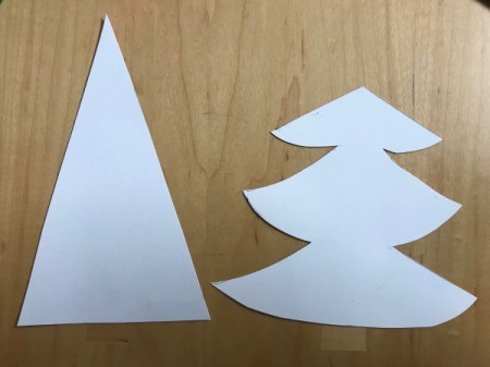 Kids' Christmas Tree Craft - conical and swoop tree shapes