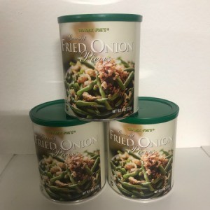 Cans of fried onions from Trader Joe's.