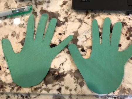 Christmas Tree Card Made by a Toddler - cut out