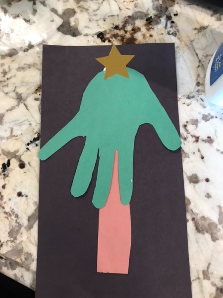 Christmas Tree Card Made by a Toddler - decorate with a star sticker