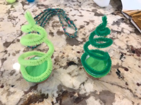 Spiral Miniature Christmas Tree Decoration - attach the pipe cleaner trees to the top of the foam