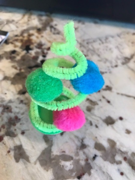 Spiral Miniature Christmas Tree Decoration - decorated with pom poms