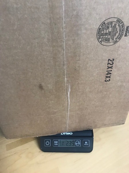 A box under the shipping weight.