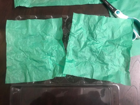 Christmas Candy Egg Carton Gift Box - cut green paper in half