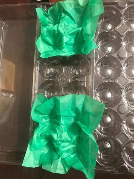 Christmas Candy Egg Carton Gift Box - green paper in place