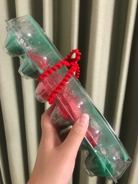 Christmas Candy Egg Carton Gift Box - side view of the finished crate