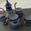 Identifying a China Coffee Set - tall tea pot with cups and saucers, relief decorations of cherubs, gold trim