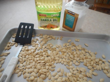 oil on baking sheet for seeds