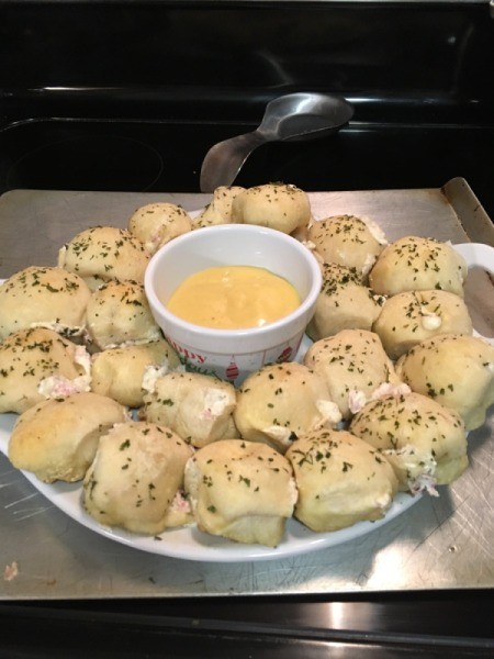 Ham and Cheese Rolls with dipping sauce