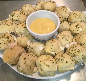 Ham and Cheese Rolls with dipping sauce