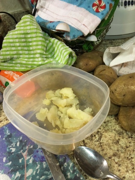 excess potato in bowl