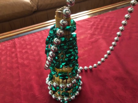 Chopstick and Bead Christmas Tree - add more beads and finally other decorations to cover the rubber band and bare chop stick ends