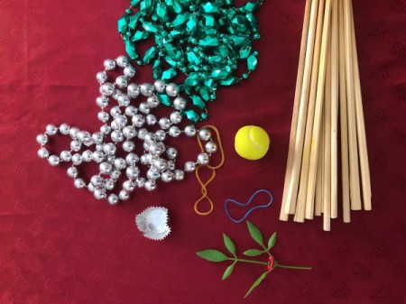 Chopstick and Bead Christmas Tree - supplies