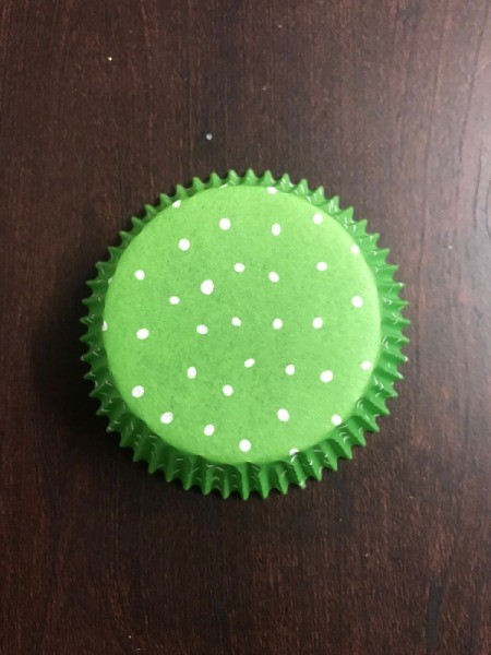 Snowflake Bow for Oversize Gift - green side of cupcake liner