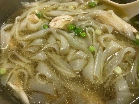 Chicken Pho with peas