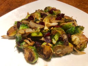 Caramelized Cranberry Brussels Sprouts on plate