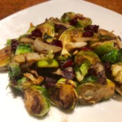 Caramelized Cranberry Brussels Sprouts on plate