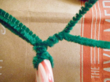 Reindeer Candy Cane - before shaping the antlers twist the two pieces half way up to make a sturdy base