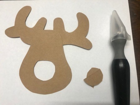 Candy Nose Reindeer Ornament - cut out with an X-acto knife