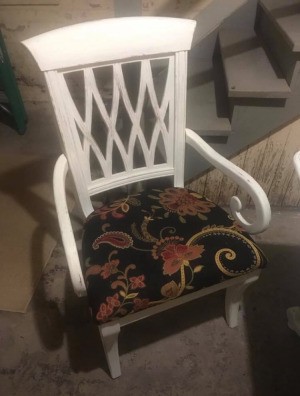 Identifying White Dining Table Chairs - white dining chair with arms and sort of a lattice back