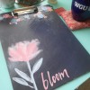 Chic Clipboard - clip board with large flower, smaller ones, and "bloom"