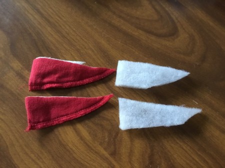 DIY Gnome Dolls - cut two pieces of batting the same size as the shoulder pad shoes