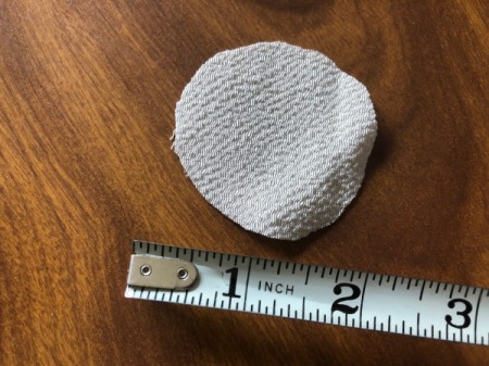 DIY Gnome Dolls - cut out a 2 inch circle from the thin white fabric