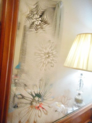 Snowy Window or Mirror - dresser mirror with snowflake designs