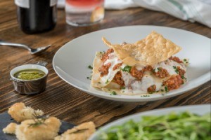 Mexican lasagna on a plate.