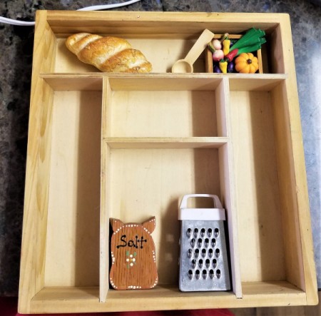 Shadow Box with a Soup Theme - determine where the embellishments will go and glue in place