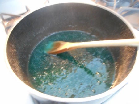 boiling sugar with coloring