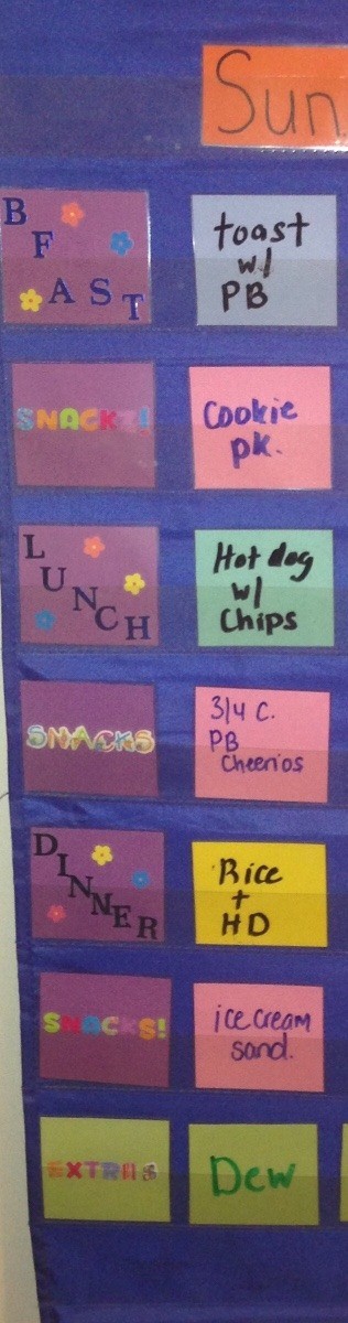 Meal Planning Pocket Chart - write meals with marker on blank cards