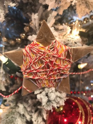 Cardboard Star Ornament  - ornament hanging on the tree