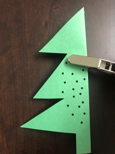 Christmas Ornament Card - holes being punched