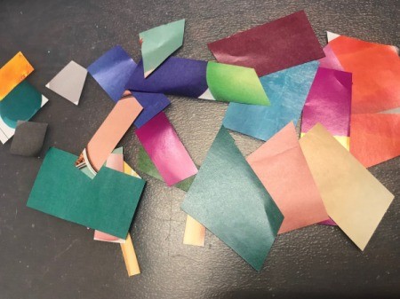 Christmas Ornament Card - cut magazine pages or scrap paper into small pieces