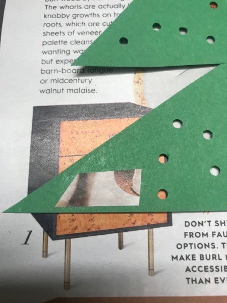 Christmas Ornament Card - glue paper bits to back of the tree