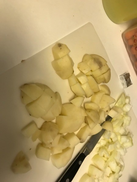 cubing potatoes