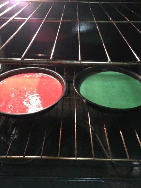 cakes in oven