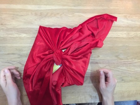 Fabric Wrapping Paper - finished knot