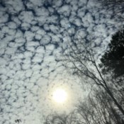 Clouds in the sky that resemble snow.