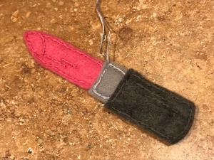 Felt Lipstick Ornament - felt pink lipstick ornament with hanger