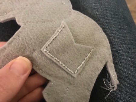 Felt Elephant Ornament - pocket on the back