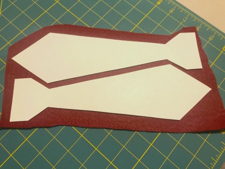 Felt Clip-on Harry Potter Ties - cardstock templates stuck to red felt