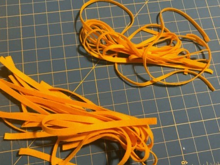 Felt Clip-on Harry Potter Ties - use rotary cutter to cut thin strips of felt and then cut strips twice as wide