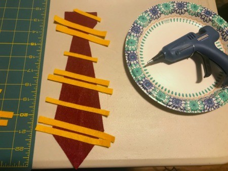 Felt Clip-on Harry Potter Ties - alternating strips of yellow felt glued to tie cutouts