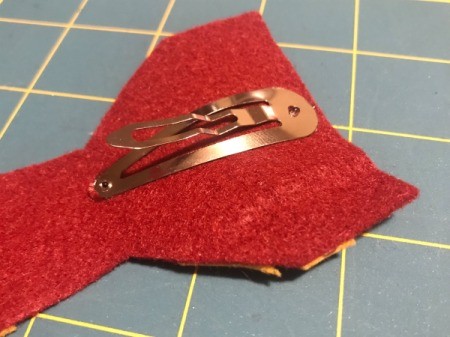 Felt Clip-on Harry Potter Ties - closeup of snap barrette on back of tie