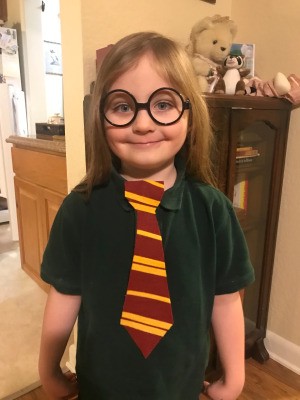 Felt Clip-on Harry Potter Ties - birthday boy wearing a tie and his Harry Potter glasses